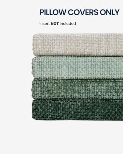 TOPWAVE Chenille Throw Pillow Covers 18x18, Pack of 4, Green Mix