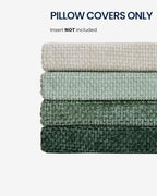 TOPWAVE Chenille Throw Pillow Covers 18x18, Pack of 4, Green Mix