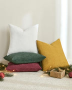 TOPWAVE Chenille Throw Pillow Covers 18x18, Pack of 4, Holiday Mix