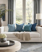 TOPWAVE Chenille Throw Pillow Covers 18x18, Pack of 4, Blue Mix