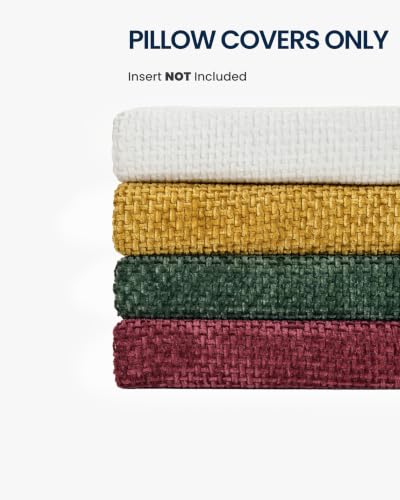 TOPWAVE Chenille Throw Pillow Covers 18x18, Pack of 4, Holiday Mix