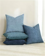 TOPWAVE Chenille Throw Pillow Covers 18x18, Pack of 4, Blue Mix