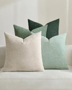 TOPWAVE Chenille Throw Pillow Covers 18x18, Pack of 4, Green Mix