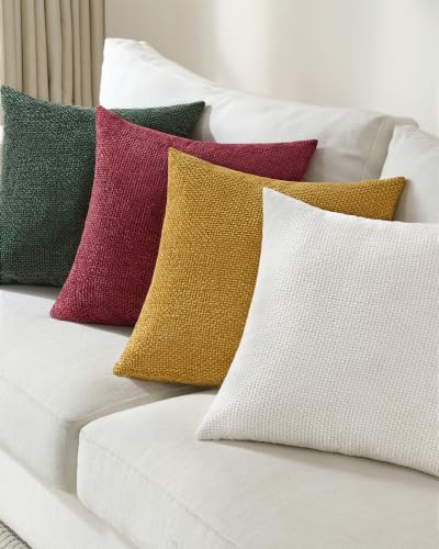 TOPWAVE Chenille Throw Pillow Covers 18x18, Pack of 4, Holiday Mix