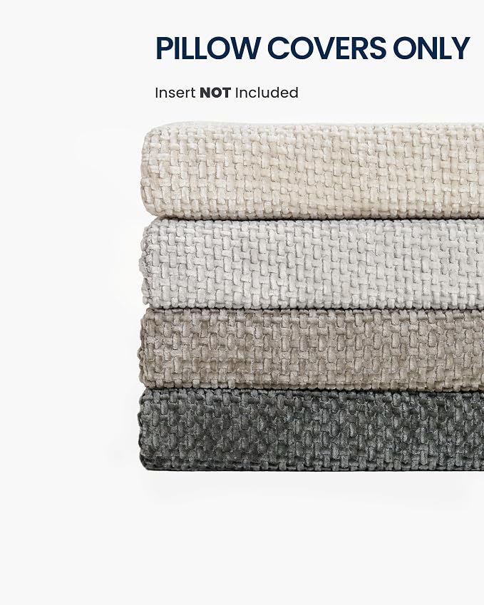 Neutral Mix chenille pillow covers detail