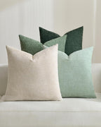 TOPWAVE Chenille Throw Pillow Covers 18x18, Pack of 4, Green Mix