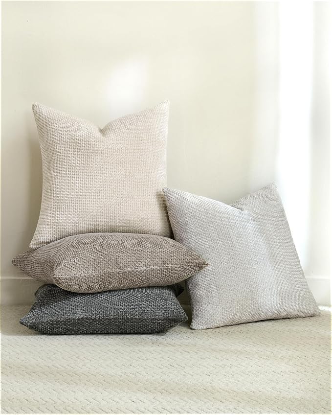 Neutral Mix chenille pillow covers styling
