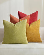 TOPWAVE Chenille Throw Pillow Covers 18x18, Pack of 4, Warm Mix